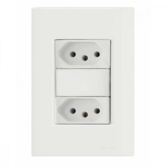 Imagem de Conjunto 4x2 com 2 Tomadas 2P+T 20 A 250 V Tramontina Giz Branco