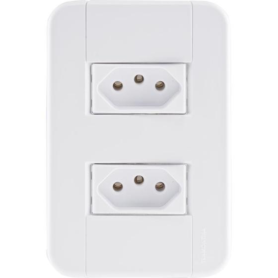 Imagem de Conjunto 4x2 com 2 Tomadas 2P+T 20 A 250 V Tramontina Tablet  Branco
