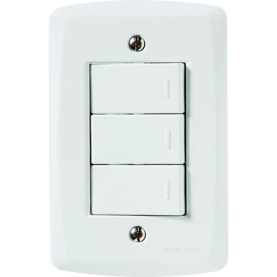 Imagem de Conjunto 4x2 Com 3 Interruptores Paralelos 10 A 250 V Tramontina Lux2 Branco Tramontina