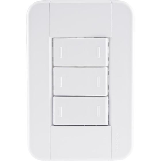 Imagem de Conjunto 4x2 com 3 Interruptores Paralelos 10 A 250 V Tramontina Tablet Branco