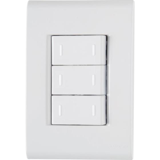 Imagem de Conjunto 4x2 com 3 Interruptores Paralelos Tramontina Liz 10 A 250 V Branco