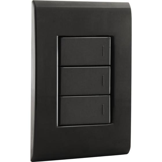 Imagem de Conjunto 4x2 com 3 Interruptores Simples 10 A 250 V Tramontina Liz Grafite