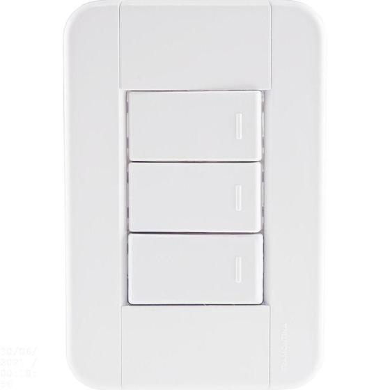 Imagem de Conjunto 4x2 Com 3 Interruptores Simples 10 A 250 V Tramontina Tablet Branco Tramontina