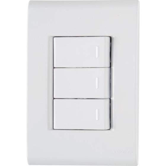 Imagem de Conjunto 4x2 com 3 Interruptores Simples Tramontina Liz 10 A 250 V Branco