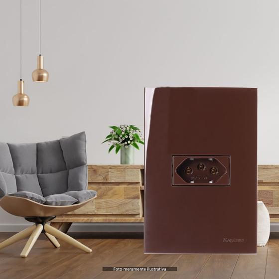 Imagem de Conjunto 4x2 com Tomada 2p+t 20A Marrom Brilhante Sleek Margirius