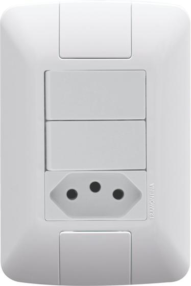 Imagem de Conjunto 4x2 con 2 Interruptores Sencillos 6 A 250 V y 1 Tomacorriente  2P+T 20 A 250 V Tramontina A