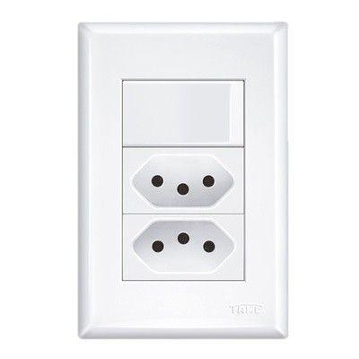 Imagem de Conjunto 4x2 Interruptor 1 Tecla Paralela + Tomada Dupla 10A Modular Evidence - Fame