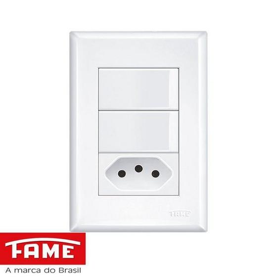 Imagem de Conjunto 4x2 Interruptor 2 Teclas Simples + Tomada 10A Modular Evidence - Fame