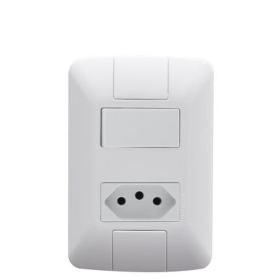 Imagem de Conjunto 4x2 Interruptor Simples 1 Tomada 2P+T 10A BR ARIA