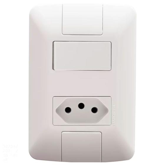 Imagem de Conjunto 4X2 Interruptor Simples 6 250V Tomada 2Pt 20 250V 