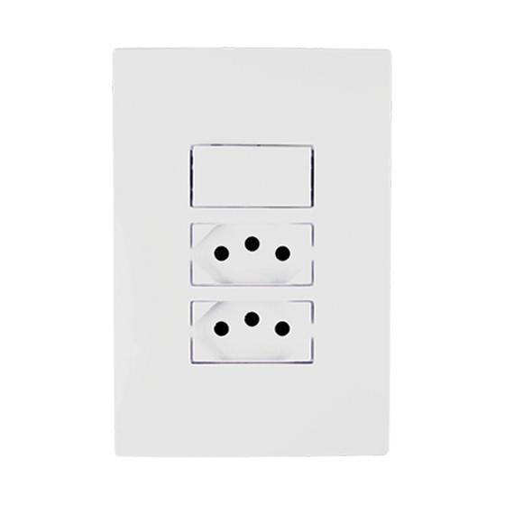 Imagem de Conjunto 4x2 Tomada Dupla 10A Bivolt E Interruptor Simples 10A  I9 Ilumi