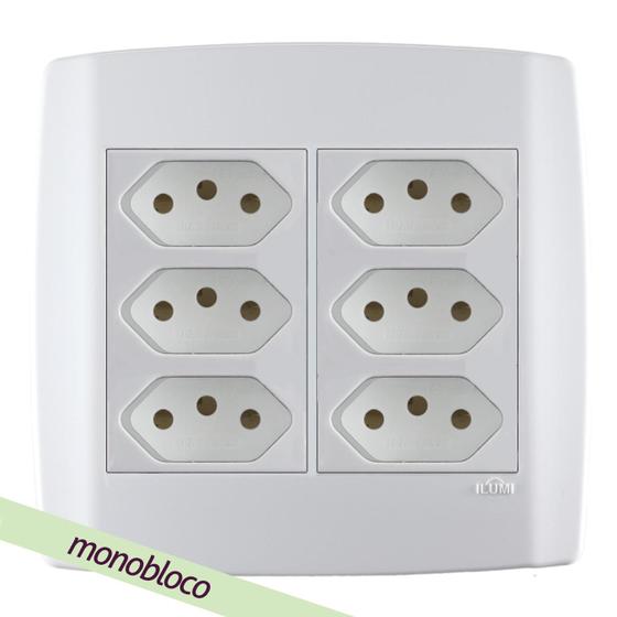 Conjunto 4x4 3 Tomadas 10a + 3 Tomadas 20a Monobloco Menor preço em Conjunto 4x4 3 Tomadas 10a + 3 Tomadas 20a Monobloco