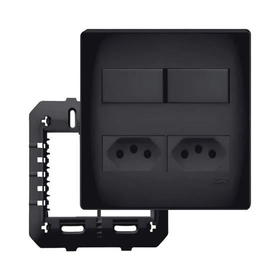 Imagem de Conjunto 4x4 Tomada Dupla 20a + Interruptor Duplo Fame