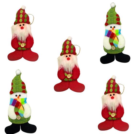 Imagem de Conjunto 5 Enfeites Natalinos para Árvore de Natal Bonecos Noel