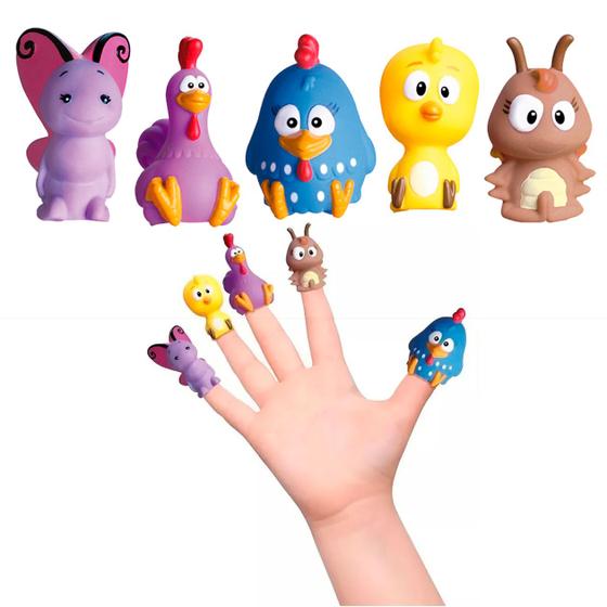 Imagem de Conjunto 5 Miniaturas Galinha Pintadinha Bonecos Infantil Dedoche Fantoche P/ Criança Bebê - Cardoso Toys