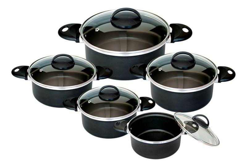 Imagem de Conjunto 5 Panelas Caçarola Teflon 5 Camadas Antiaderente Napolitana