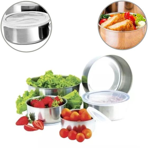 Imagem de Conjunto 5 Peças Tigelas Com Tampa Resistente Inox