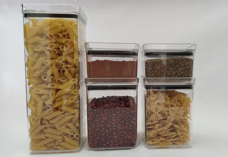 Imagem de Conjunto 5 potes herméticos quadrados empilháveis 2x480ml/ 2x1000ml/ 1x 2.200ml