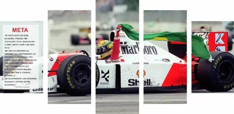 Imagem de Conjunto 5 Quadros Ayrton Senna Com Frase Meta Mclaren"