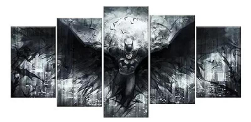 Imagem de Conjunto 5 Quadros Batman Dark"