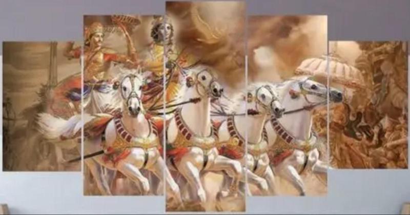 Imagem de Conjunto 5 Quadros Decorativos cavalaria de roma "