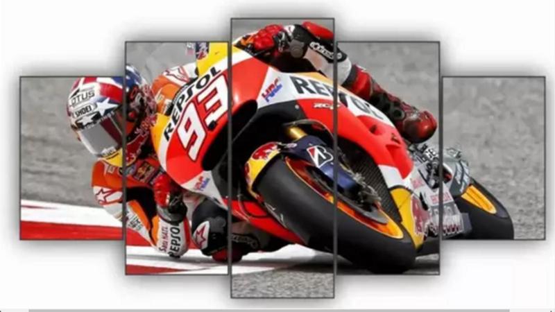 Imagem de Conjunto 5 Quadros Decorativos esporte motogp marc marquez repsol "