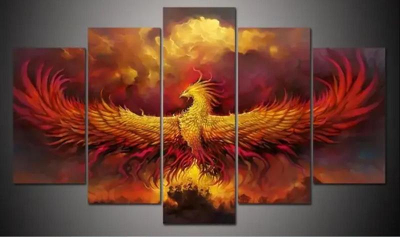 Imagem de Conjunto 5 Quadros Decorativos fenix"