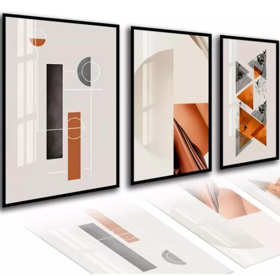 Imagem de Conjunto 5 Quadros Decorativos Geométrico Círculos Abstrato"