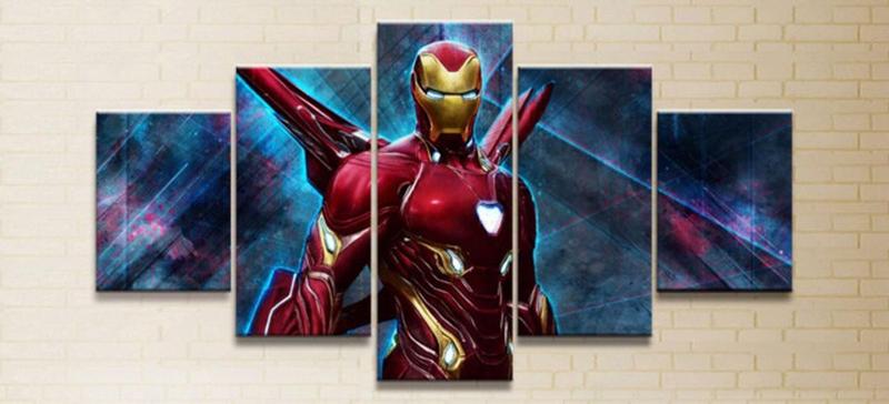 Imagem de Conjunto 5 Quadros Decorativos Homem de ferro"