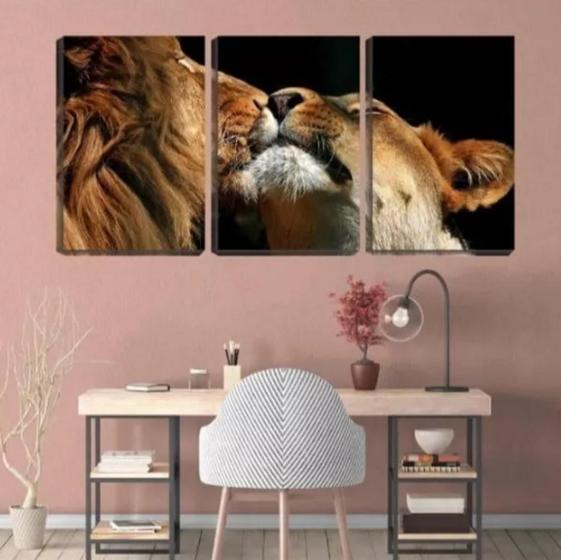 Imagem de Conjunto 5 Quadros Decorativos Leão E Tigresa"