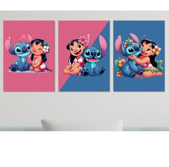 Imagem de Conjunto 5 Quadros Decorativos lilo e stich"