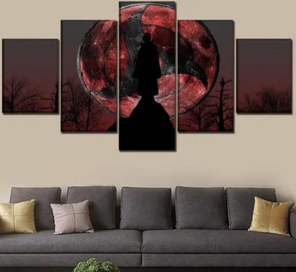 Imagem de Conjunto 5 Quadros Decorativos naruto itachi"