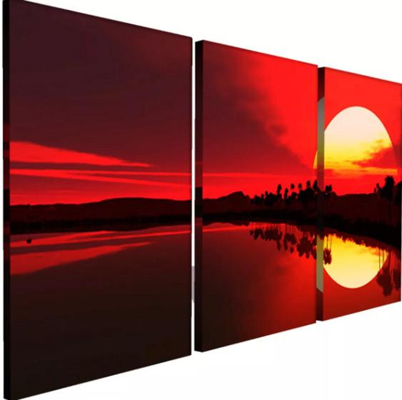 Imagem de Conjunto 5 Quadros Decorativos Por Do Sol Praia Tropical"