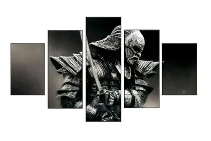 Imagem de Conjunto 5 Quadros Decorativos samurai guerreiro"