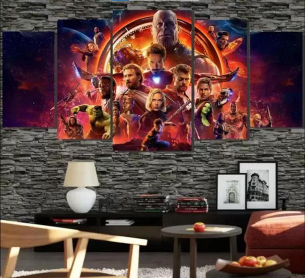 Imagem de Conjunto 5 Quadros Decorativos vingadores 1