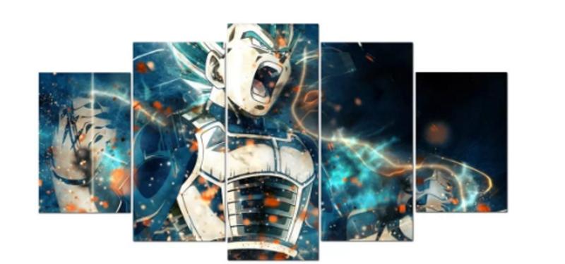 Imagem de Conjunto 5 Quadros Dragon Ball Super Vegeta Blue Explosion"