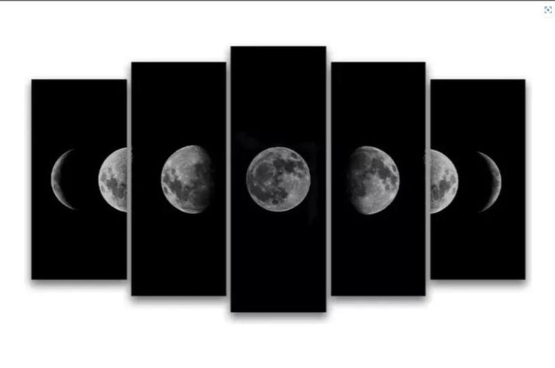 Imagem de Conjunto 5 Quadros Fases Da Lua"