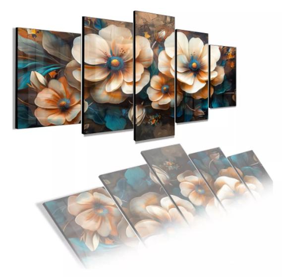 Imagem de Conjunto 5 Quadros Floral Abstrato"