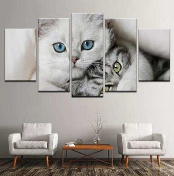 Imagem de Conjunto 5 Quadros Gatos"