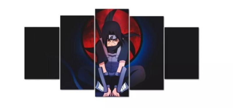 Imagem de Conjunto 5 Quadros Itachi Uchiha Lua De Sharingan"