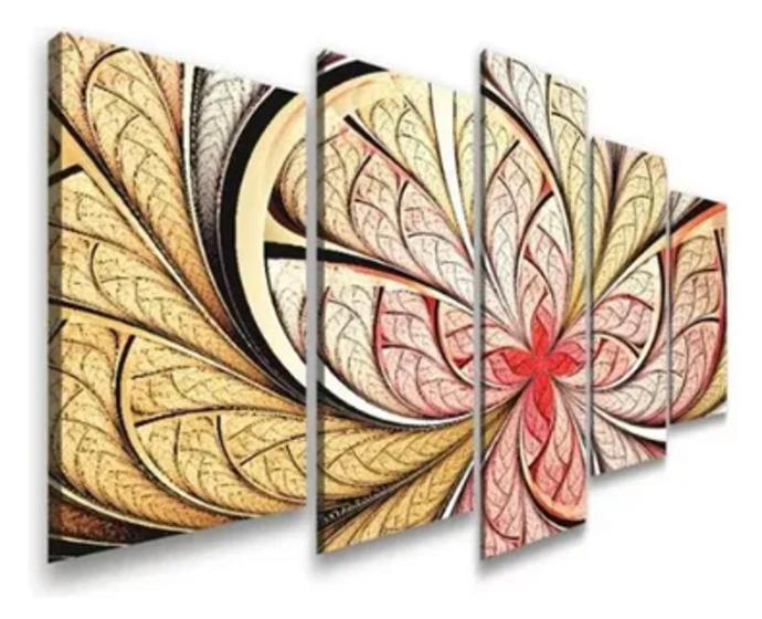 Imagem de Conjunto 5 Quadros Mandala Cores Florais Moderno"