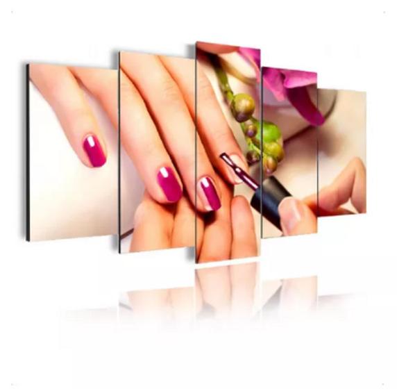 Imagem de Conjunto 5 Quadros Manicure Flores Roxas "