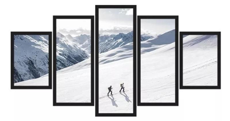Imagem de Conjunto 5 Quadros Montanhismo Na Neve"