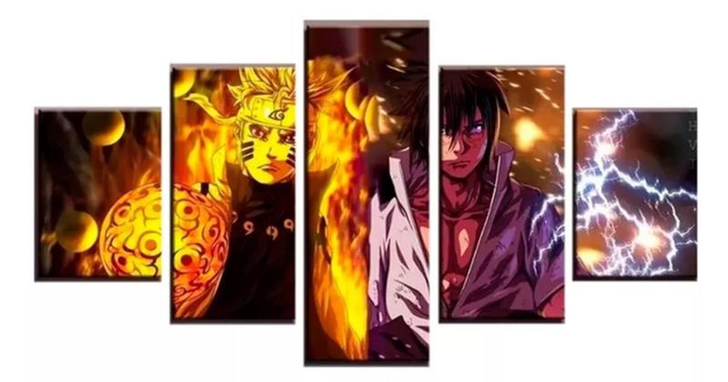 Imagem de Conjunto 5 Quadros Naruto Saske Sasuke"