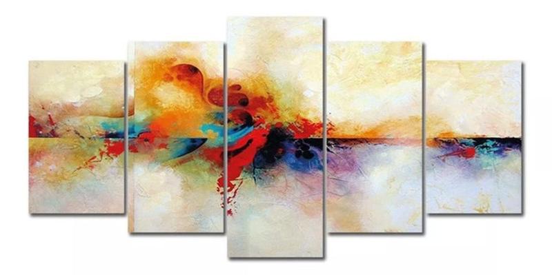 Imagem de Conjunto 5 Quadros Pintura Aquarela Abstrato"