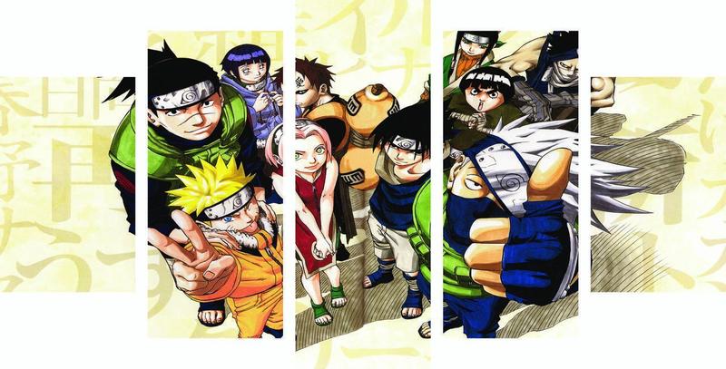 Imagem de Conjunto 5 Quadros Sala Quarto Luxo Naruto Sasuke 60