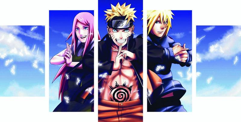 Imagem de Conjunto 5 Quadros Sala Quarto Luxo Naruto Sasuke 87