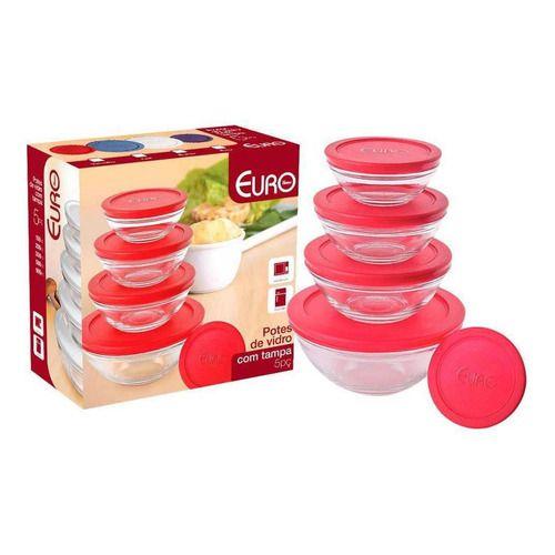 Imagem de Conjunto 5 Tigelas Vasilhas Potes Bowls De Vidro Com Tampa