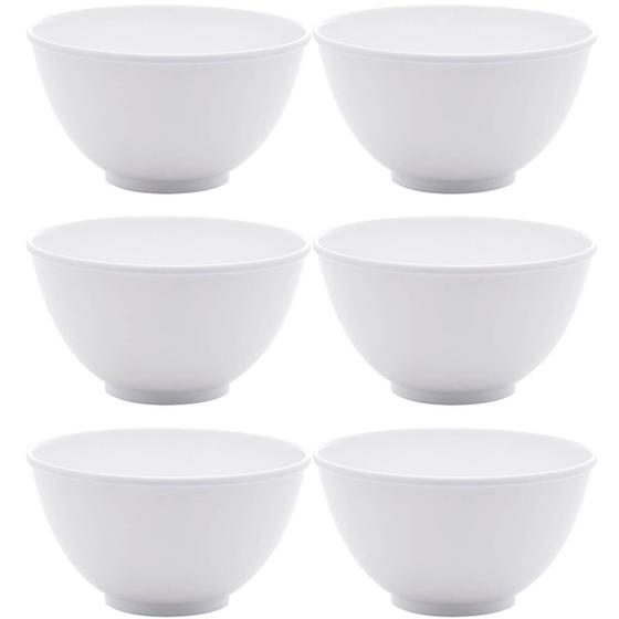 Imagem de Conjunto 6 Bowls de Melamina Brancas Basic Lyor Cumbucas para Frutas Cereais Ingredientes