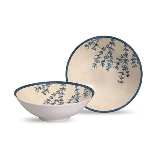 Imagem de Conjunto 6 Bowls Decorados 300ml Cerâmica Branca